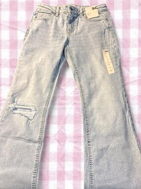 SO Light Wash Flare Jeans in Light Blue